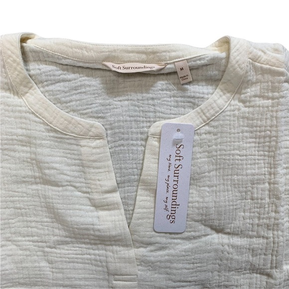 Soft Surroundings NET Araza Gauze Shirt Blouse Ecru (Cream) Plus Size Medium - Picture 5 of 14